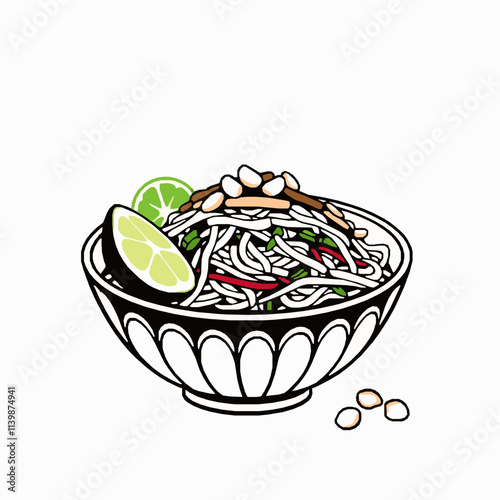 Vegetable Pad Thai with Lime and Peanuts