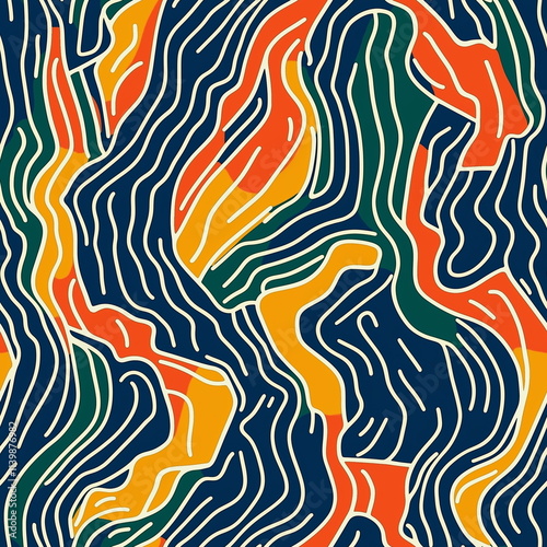 A Linear Flat Abstract Lines Seamless Pattern