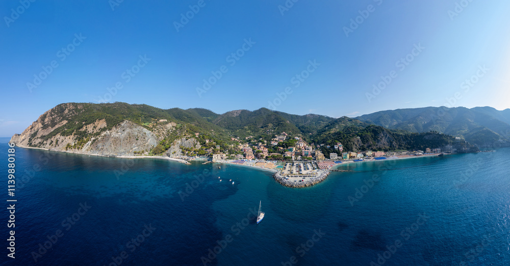 Fototapeta premium Monterosso in Cinque Terre. Panorama image of the famous town in Liguria, Italy.