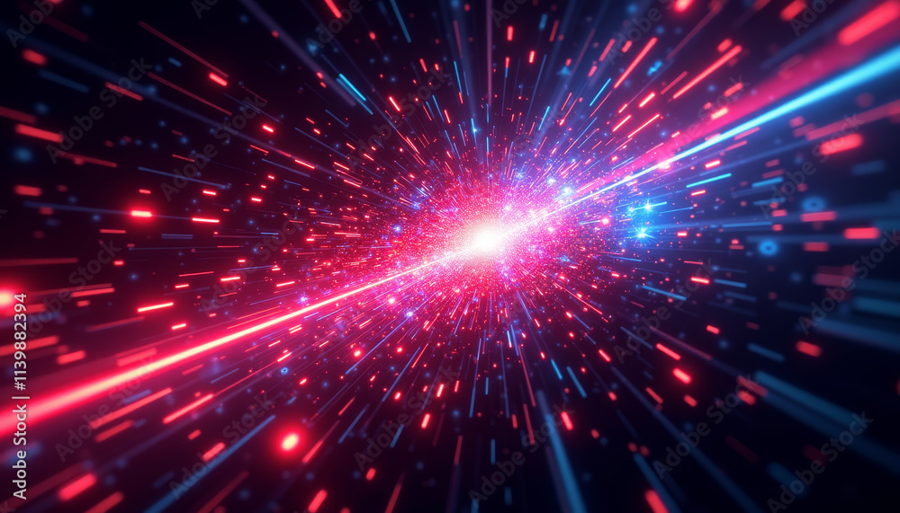 Dynamic abstract explosion of light and color in red and blue, representing youthful energy and motion Dynamic abstract explosion of light and color in red and blue, representing youthful energy and motion