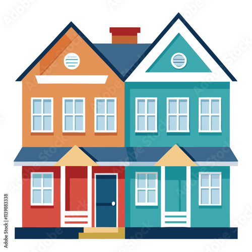  Duplex house Silhouette Vector 