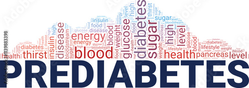 Prediabetes word cloud conceptual design isolated on white background.