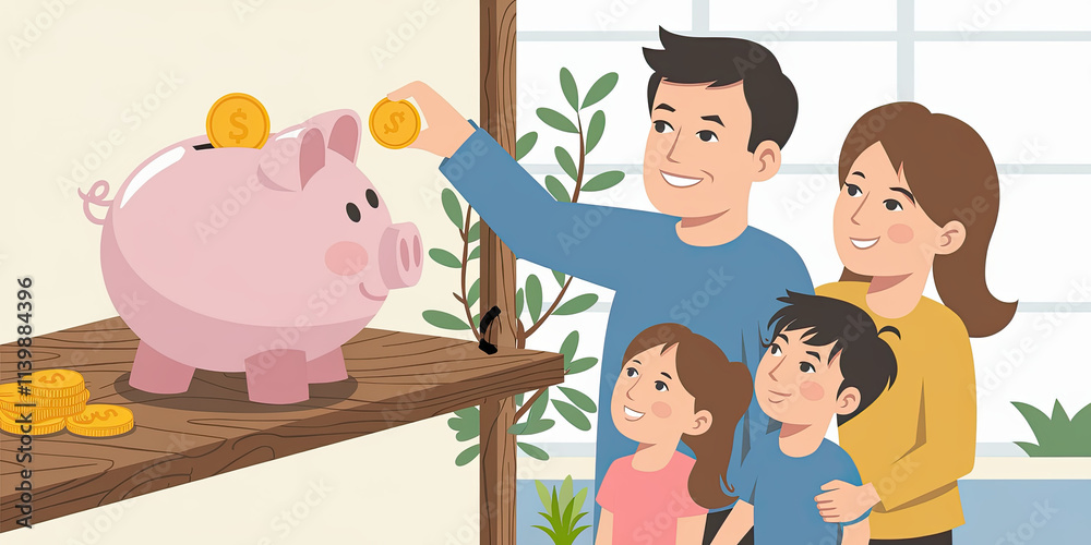 Family Saving Money Piggy Bank Investment Finance Family Saving Money Piggy Bank Investment Finance