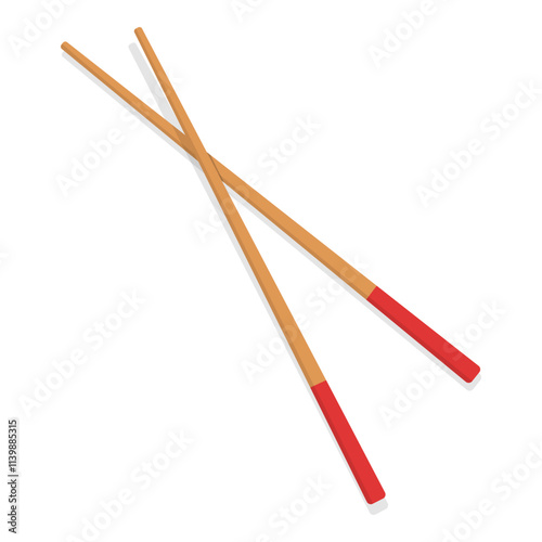 Wooden chopsticks on white background