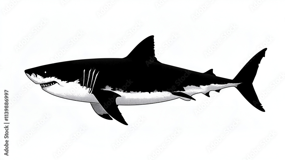 Fototapeta premium shark silhouette isolated on black