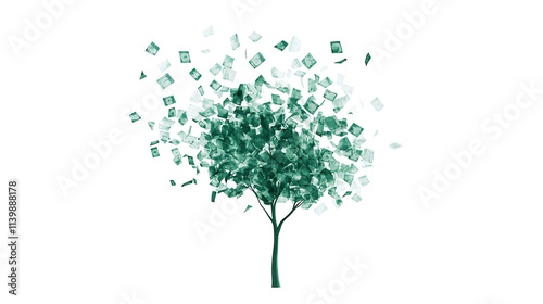 Esg investing trends climate impact through financial data trees in abstract art