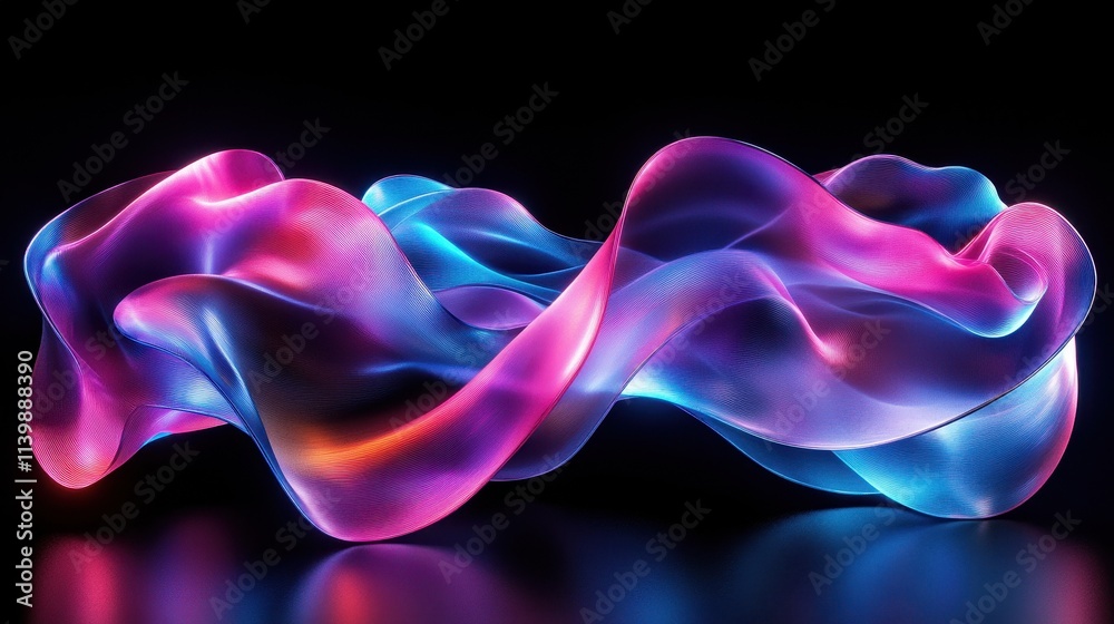 Abstract flowing shapes in vibrant colors against a dark background. Abstract flowing shapes in vibrant colors against a dark background.