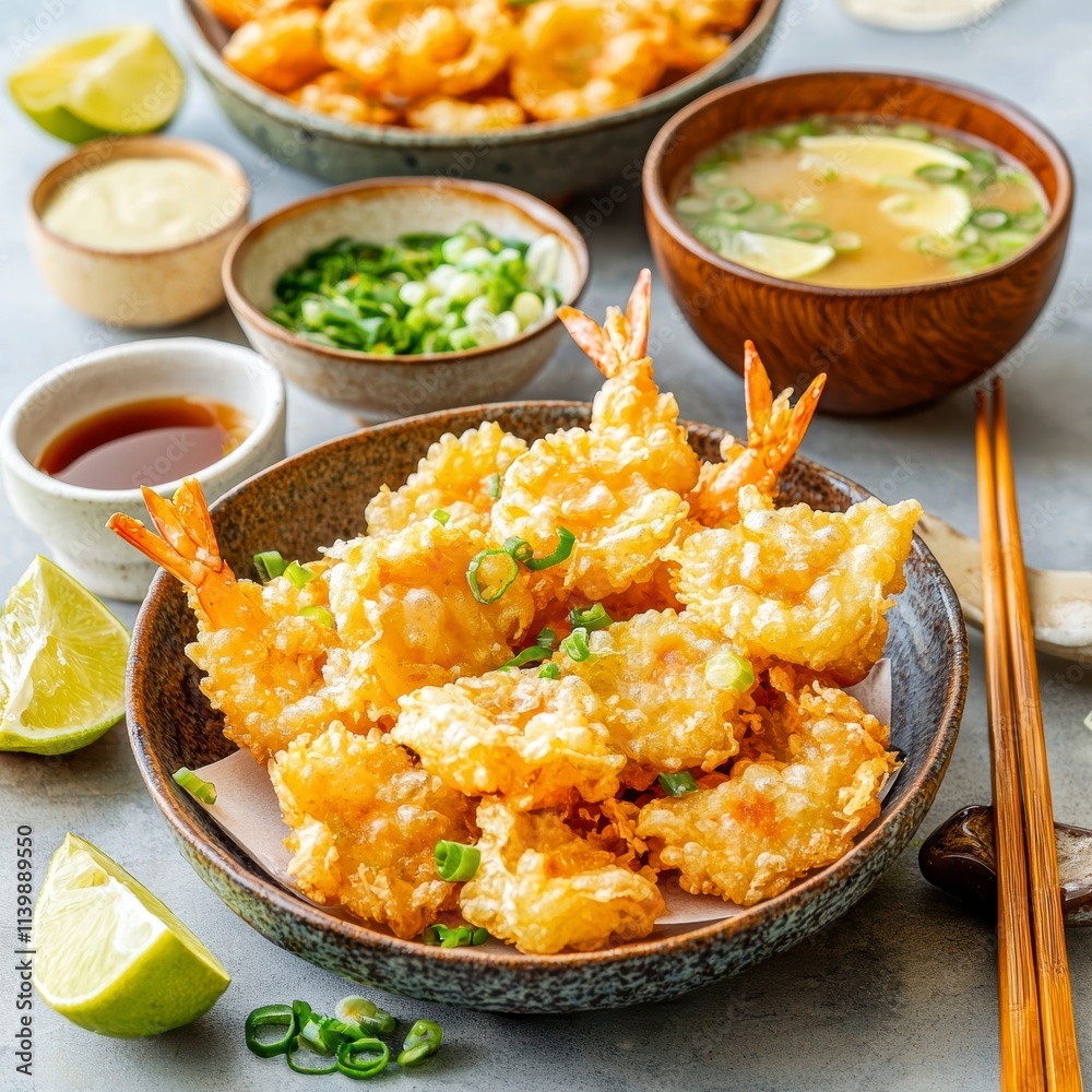 Delicious Tempura Shrimp with Dipping Sauces. Delicious Tempura Shrimp with Dipping Sauces.