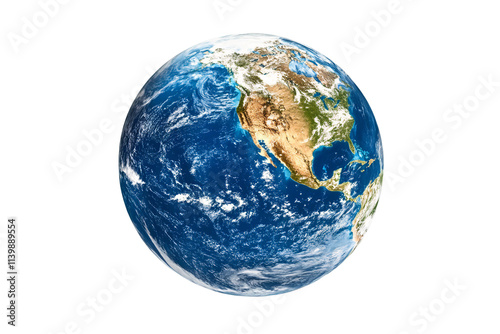 earth planet on white background detailed view #1139889554