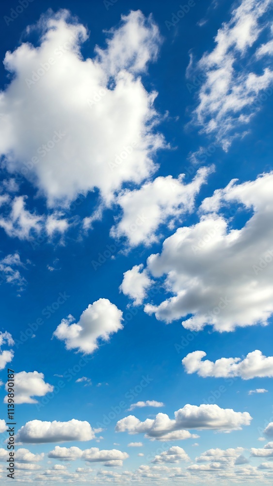 Sunny Sky with Fluffy Clouds: A Perfect Day. A vibrant image of a vast, azure sky dotted with fluffy, white cumulus clouds. Sunny Sky with Fluffy Clouds: A Perfect Day. A vibrant image of a vast, azure sky dotted with fluffy, white cumulus clouds.