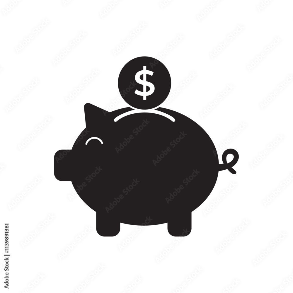 Obraz premium piggy bank flat icon vector