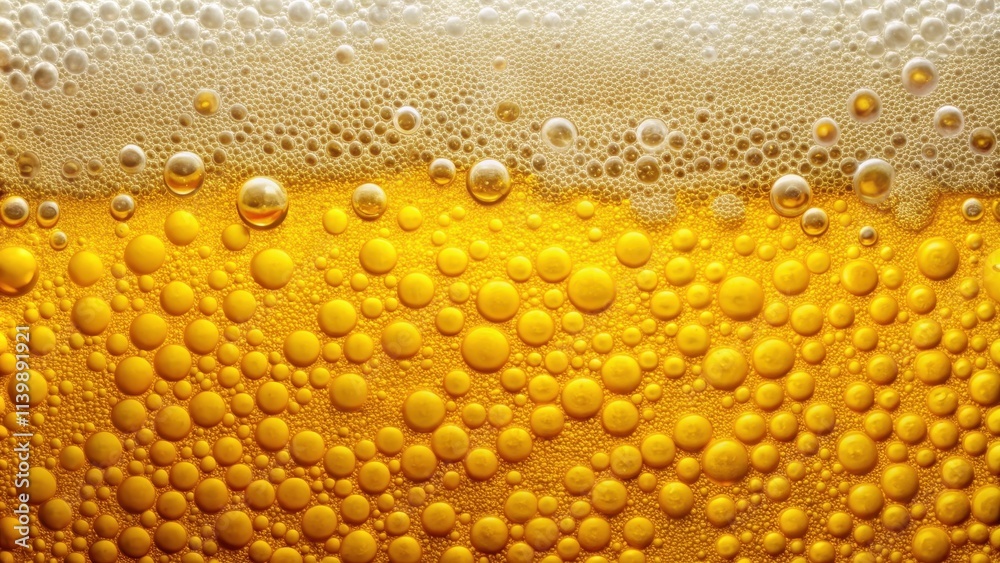 Foamy yellow beer bubbles on the surface, beer, foam, bubbles, yellow, refreshing, alcoholic beverage, close-up, macro Foamy yellow beer bubbles on the surface, beer, foam, bubbles, yellow, refreshing, alcoholic beverage, close-up, macro