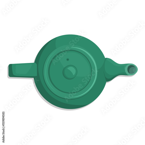 Green ceramic teapot top view