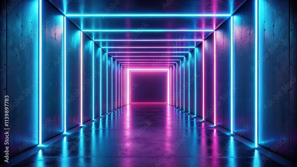 Neon glow illuminating a dark corridor, neon, glow, dark, corridor, fluorescent, light, vibrant, eerie, mysterious Neon glow illuminating a dark corridor, neon, glow, dark, corridor, fluorescent, light, vibrant, eerie, mysterious