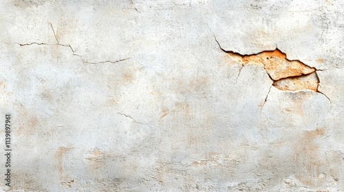 background concept. Cracked concrete wall with peeling paint and rust spots.