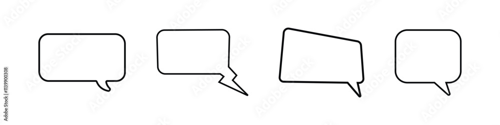 Naklejka premium Set of speech bubbles. Speak bubble text, cartoon chatting box, talk bubble, message box. Blank empty speech bubbles.. Cloud speech bubbles collection. Vector