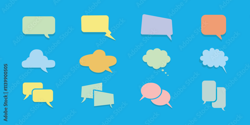 Set of speech bubbles. Speak bubble text, cartoon chatting box, talk bubble, message box. Blank empty speech bubbles.. Cloud speech bubbles collection. Vector Set of speech bubbles. Speak bubble text, cartoon chatting box, talk bubble, message box. Blank empty speech bubbles.. Cloud speech bubbles collection. Vector