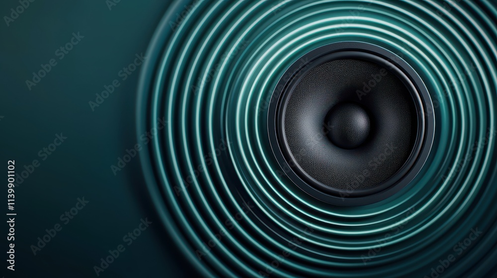 Sound Loud 3D Rendering Concept, Speaker Surrounded by Concentric Rings of Light Creating a Captivating Audio Visual Effect Sound Loud 3D Rendering Concept, Speaker Surrounded by Concentric Rings of Light Creating a Captivating Audio Visual Effect