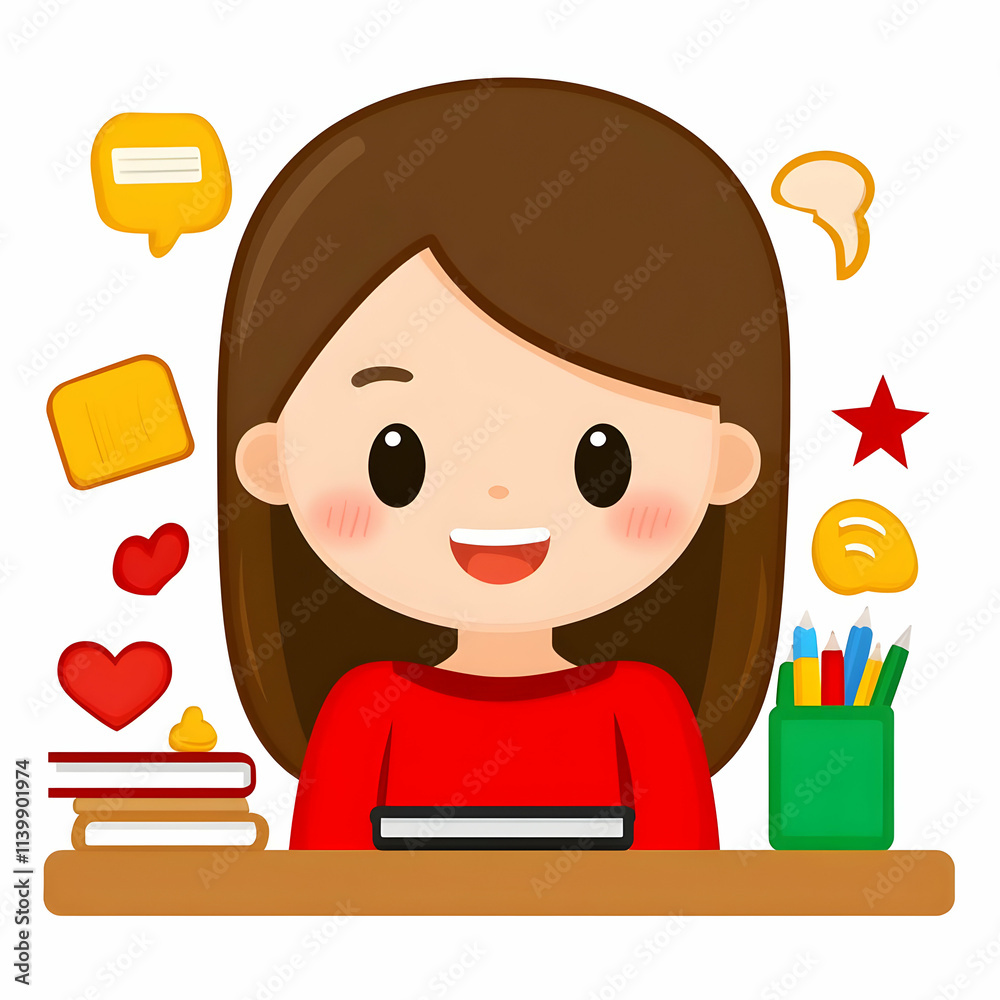Happy Girl Student Illustration Happy Girl Student Illustration