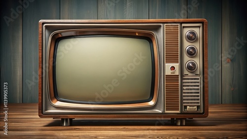 Front view of vintage CRT television, retro, TV, old school, technology, electronics, screen, tube, nostalgia, entertainment
