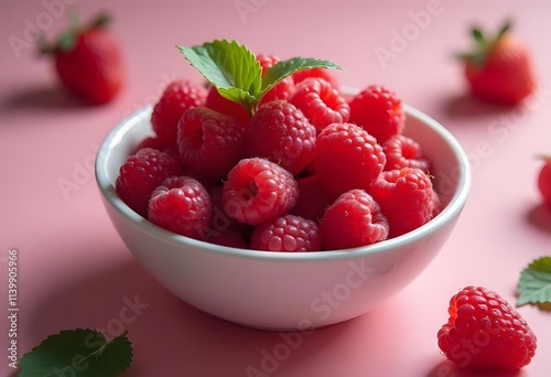 Delicious fresh ripe raspberries on light grey table 