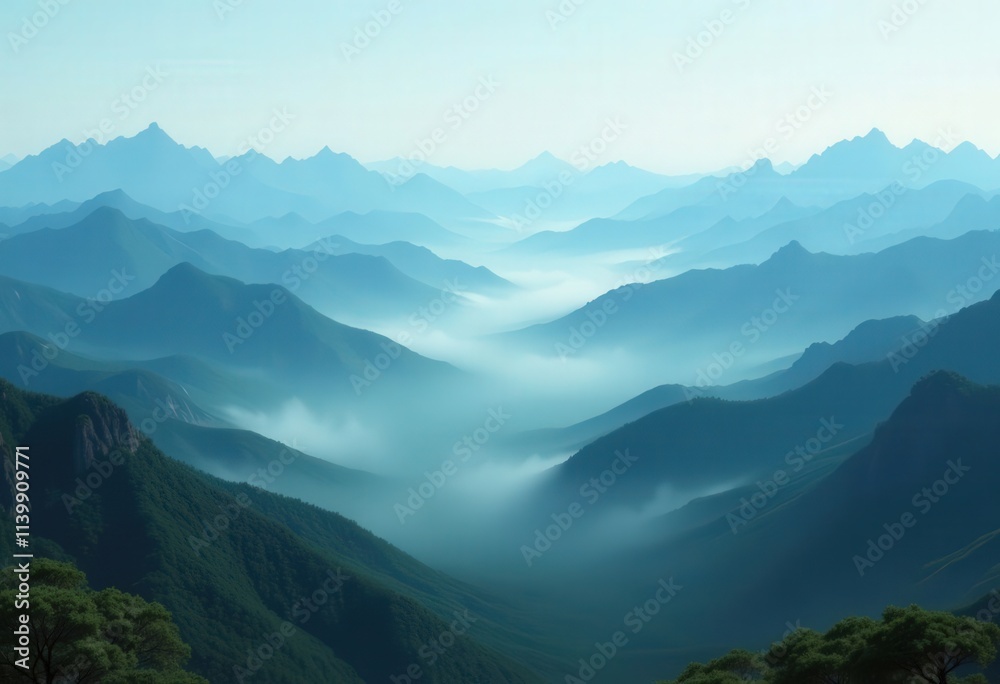 Fototapeta premium Misty Mountain Range Panorama 