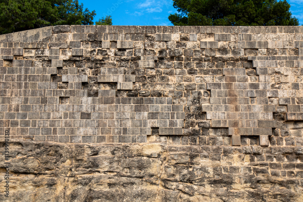 Background – Stone wall with square shaped stones