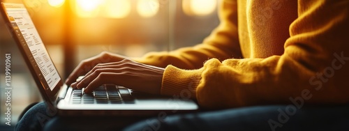 Online job search with a laptop, featuring professional resume qualifications, degrees, certifications, and career development concepts.