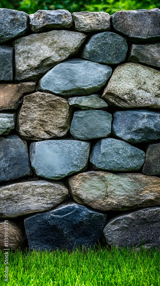 Stone Wall Green Grass Background Image Stone Wall Green Grass Background Image