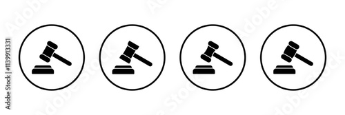 Gavel icon vector isolated on white background. Hammer icon vector. Judge Gavel Auction Icon Vector. Bid