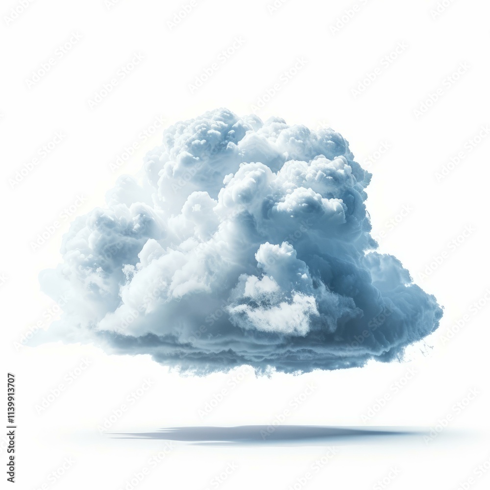 Naklejka premium Cumulus cloud is casting a shadow on white background
