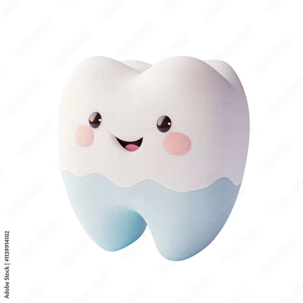Cheerful cartoon tooth character with a smiling face Cheerful cartoon tooth character with a smiling face
