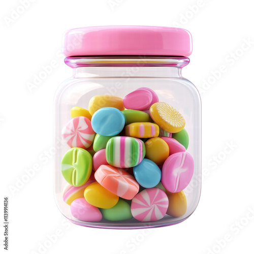 Colorful candy jar filled with assorted sweets