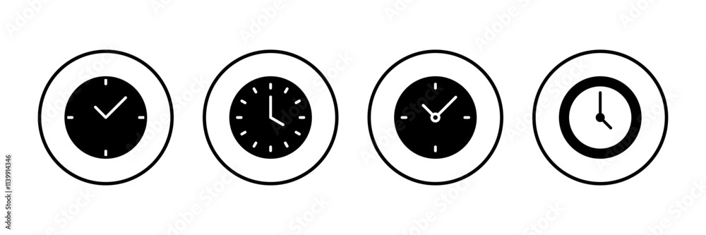 Clock icon vector isolated on white background. Time icon vector. Clock vector icon Clock icon vector isolated on white background. Time icon vector. Clock vector icon