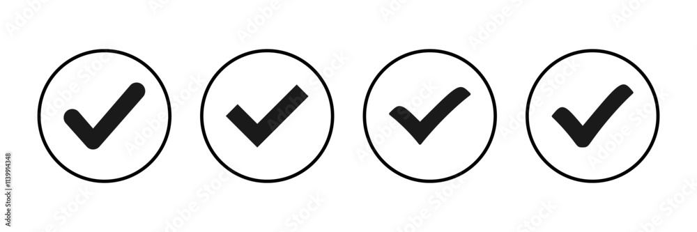 Check icon vector isolated on white background. check mark icon. check list button icon. Tick