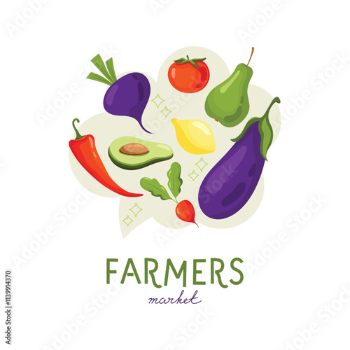 Set of  vegetables and fruits. Vector hand drawn illustration for healthy food