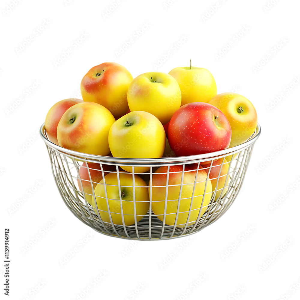 Fresh apples in A metal basket filled with apple transparent background Fresh apples in A metal basket filled with apple transparent background