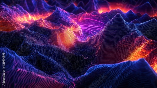 Surreal landscape with neon...