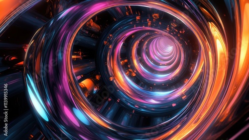 A swirling, vibrant neon tu...