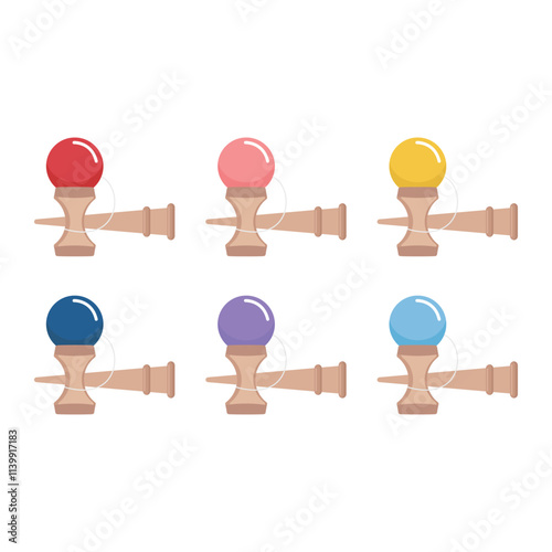 Kendama vector illustration on white background. Kendama is a traditional Japanese toy.