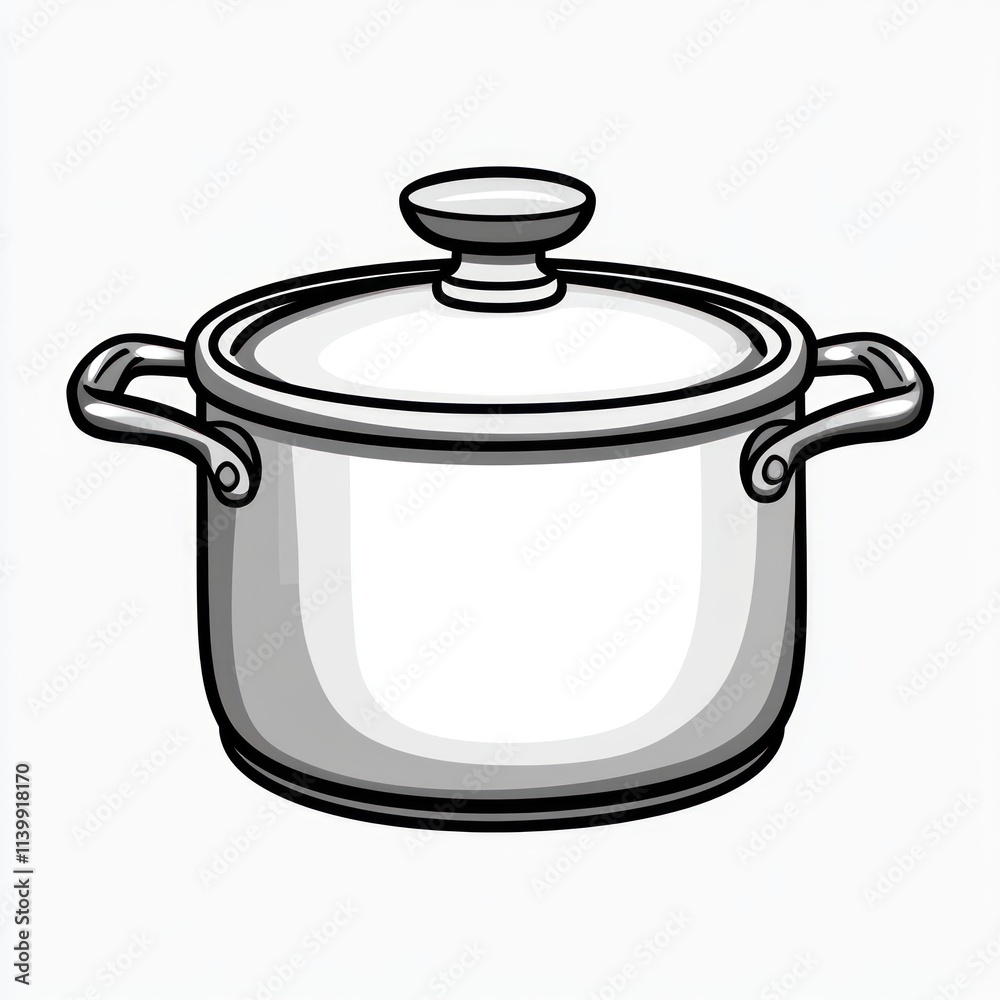 Stainless steel pot with lid and handles, isolated on white background. Stainless steel pot with lid and handles, isolated on white background.
