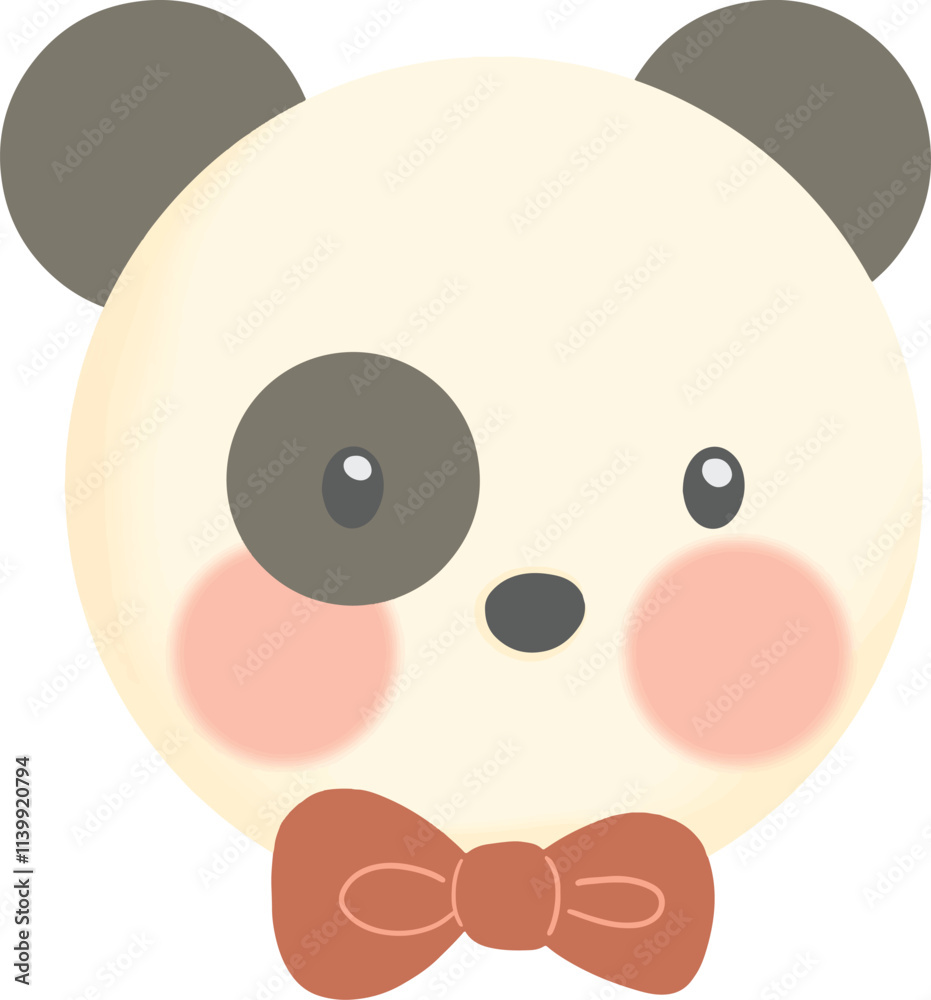 Cartoon panda tied with a red bow.eps Cartoon panda tied with a red bow.eps