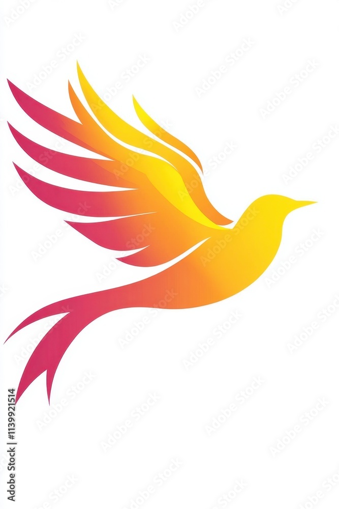 Bright Bird Illustration with Gradient Wings Bright Bird Illustration with Gradient Wings