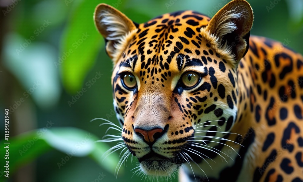 Majestic jaguar portrait intense golden eyes spotted Majestic jaguar portrait intense golden eyes spotted