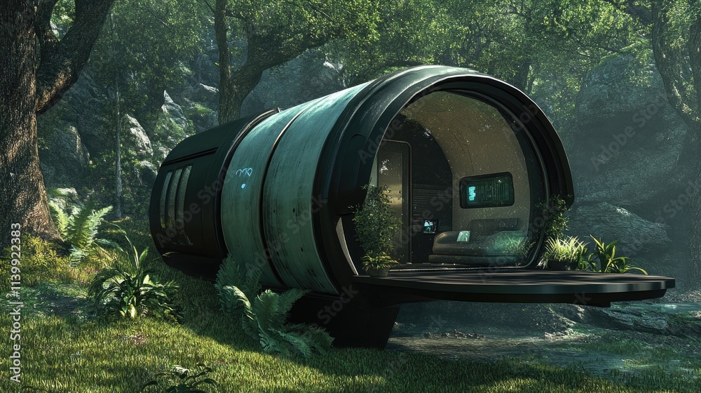 Futuristic Capsule Home Nestled In A Lush Forest Futuristic Capsule Home Nestled In A Lush Forest