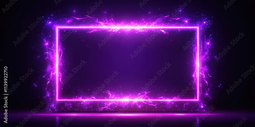 Bold purple neon square frame surrounded by wisps of light , purple, neon, square, frame, wisps, abstract, design Bold purple neon square frame surrounded by wisps of light , purple, neon, square, frame, wisps, abstract, design