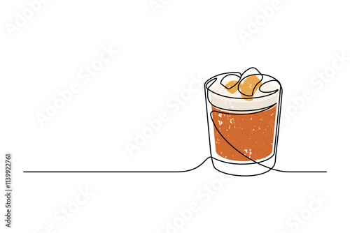 Сontinuous one line drawing of cocktail isolated on white background. Cocktail drink thin line. Vector illustration