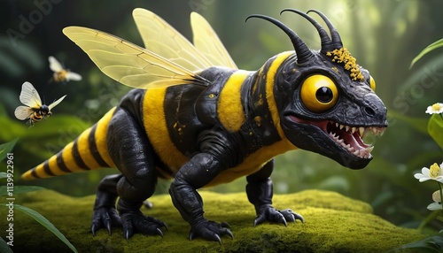 bee-rex. an uncanny blend of a bee and a T-Rex