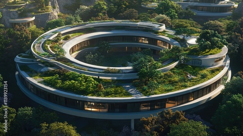 Wallpaper Mural Circular Eco House Integrated Into Lush Green Landscape Torontodigital.ca