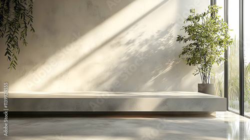 Sunlight Illuminates Minimalist Room Decor with Plants